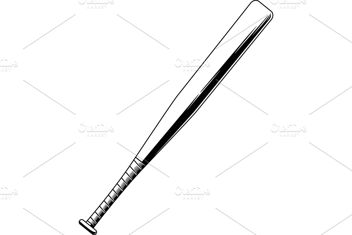 Black And White Baseball Bat, an Illustration by HitToon