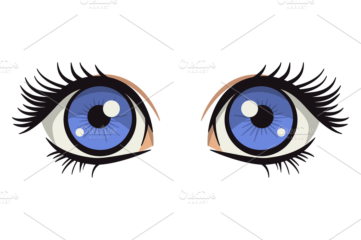 Anime Style Vector Set of Flat Eyes., a Person Illustration by Gomolach (Photo 16 of 25)