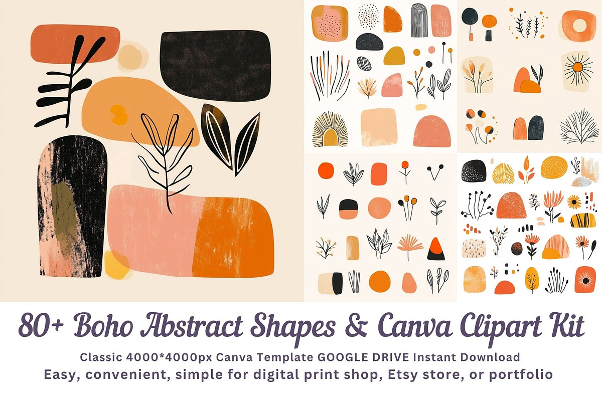 80 Boho Abstract Shape Canva Clipart, an Object Graphic by ARTOZEN DIGITAL (Photo 1 of 4)