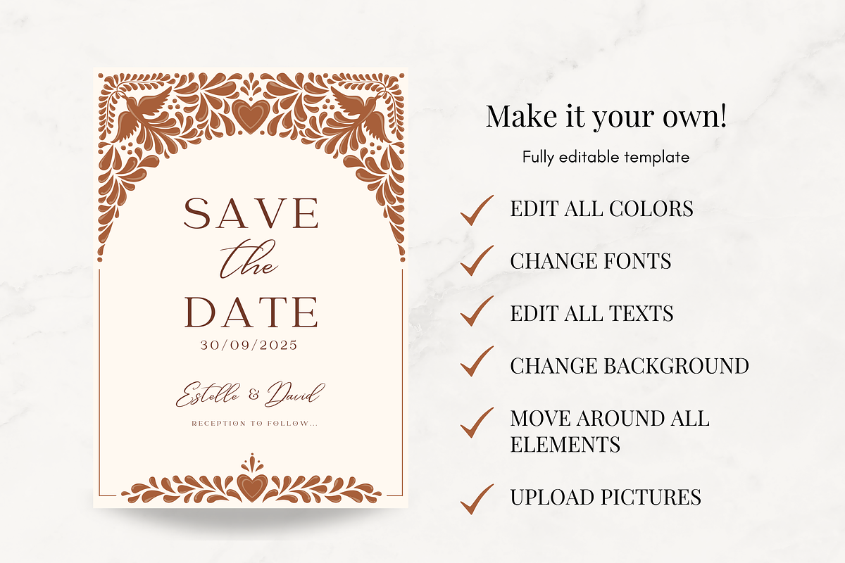 Boho Chic Talavera Wedding Invites, a Templates & Theme by Akbaly (Photo 2 of 10)