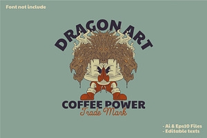 Retro Dragon Coffee Cartoon Emblem