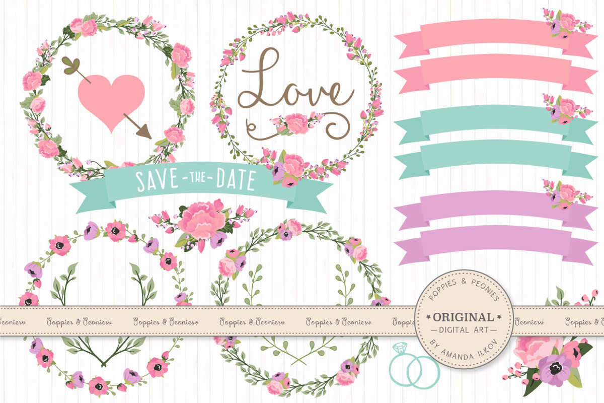 Wedding Floral Clipart & Vectors, an Illustration by Amanda Ilkov (Photo 1 of 4)