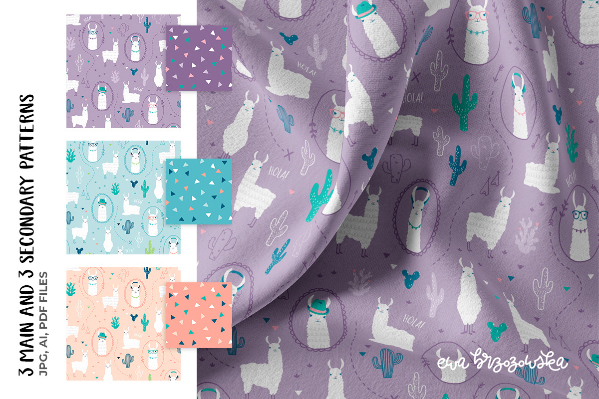 No Drama Llama - pattern & cliparts, a Pattern Graphic by Brzozowska (Photo 4 of 5)
