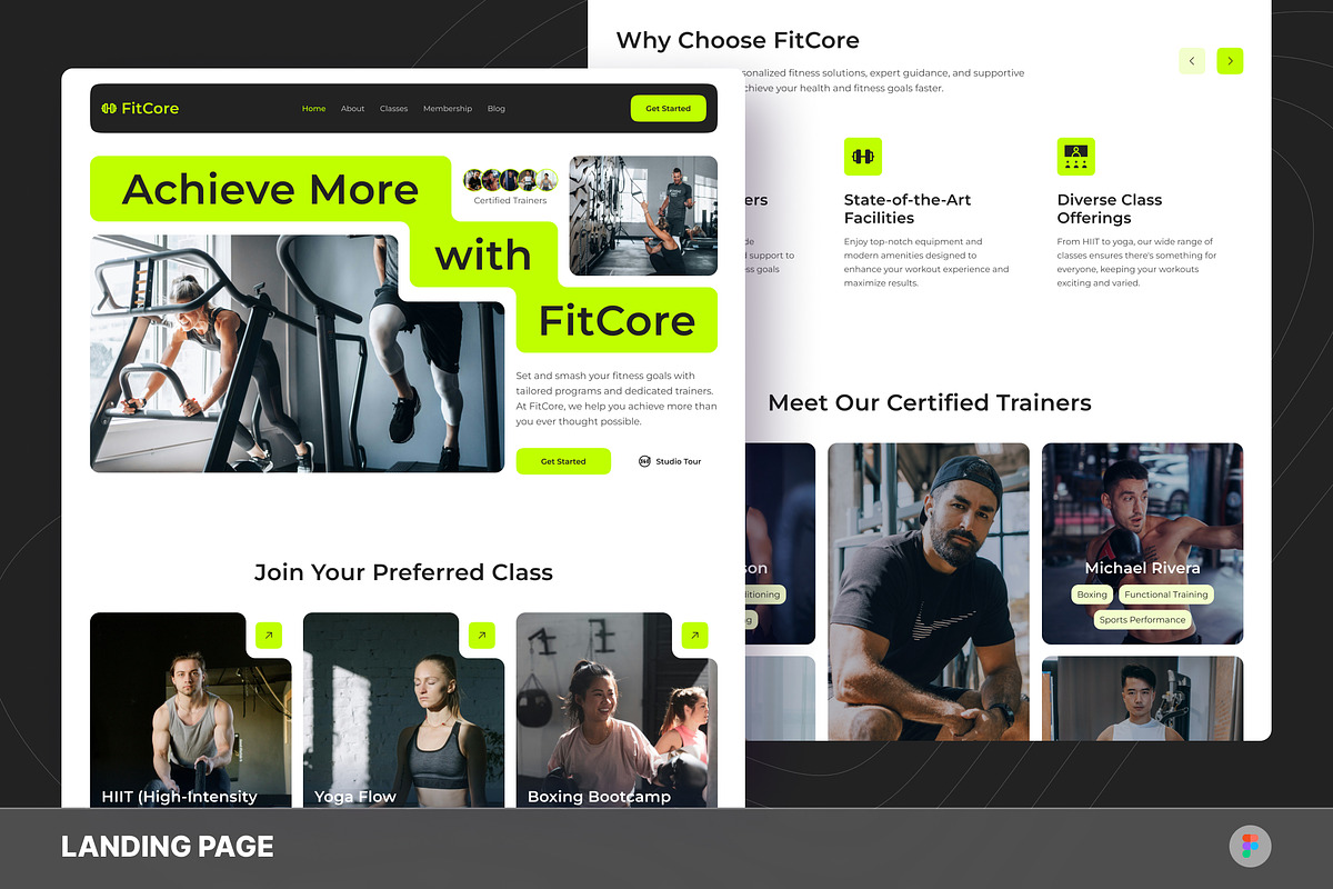 Fitness Center Landing Page, an UI Kit Template by Studio Delapan (Photo 1 of 3)