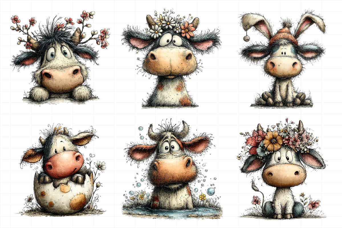 Whimsical Easter Cow Clipart, an Illustration by Daily.Designs (Photo 3 of 8)