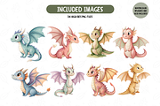 Watercolor Fantasy Baby Dragons Set, an Illustration by TatiMockup (Thumbnail 2 of 7)