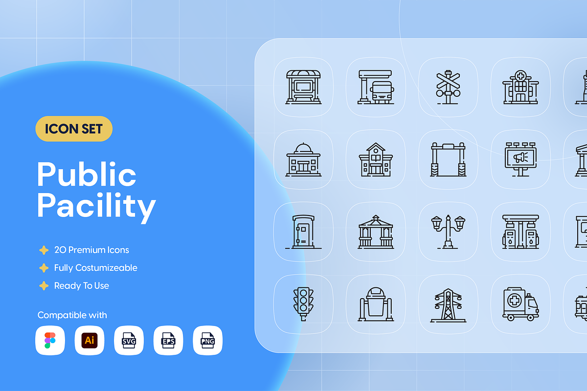 Public Pacility Icon Set, an Outline Icon by Nathaya Studio (Photo 1 of 2)