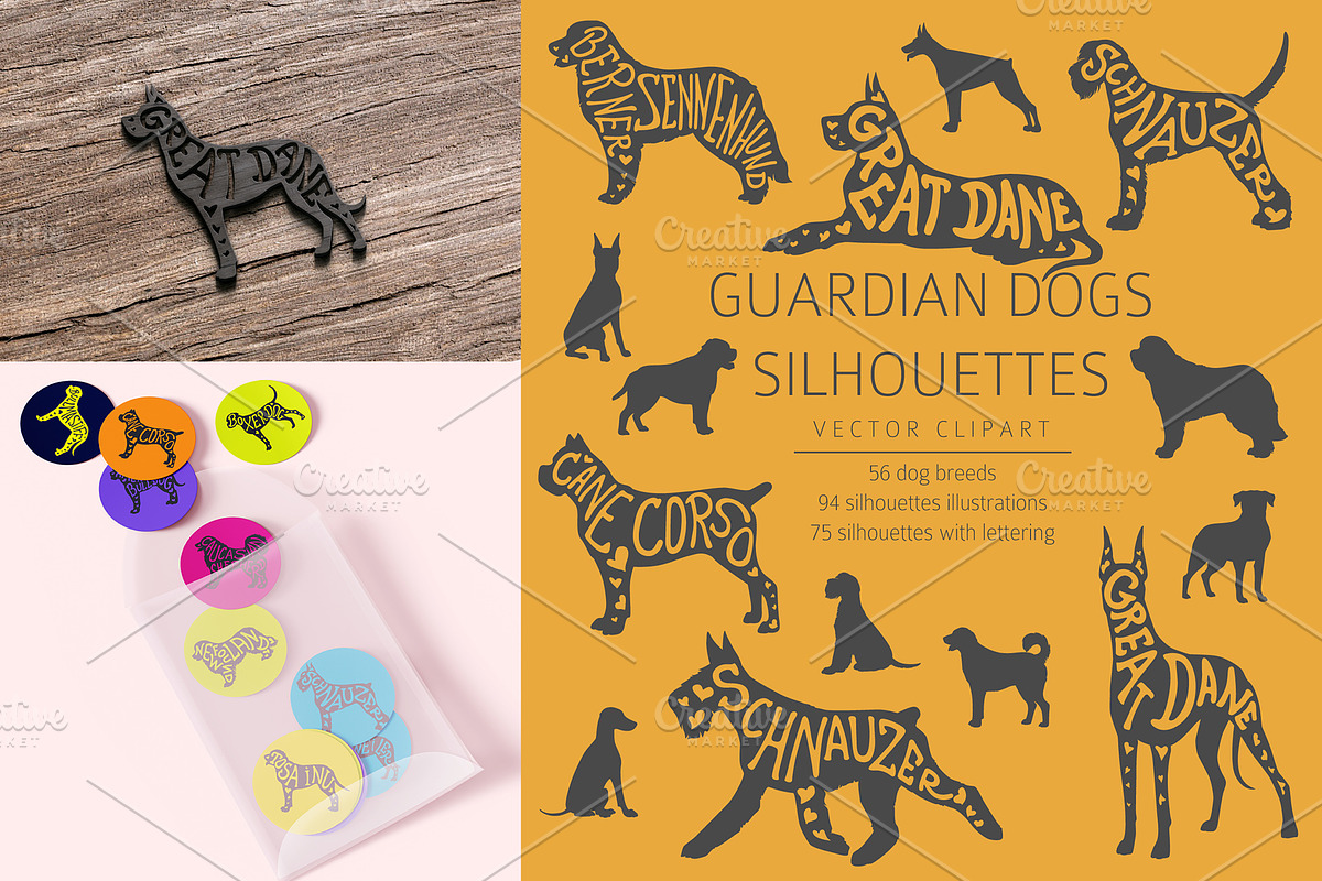 Guardian Dogs Silhouettes, an Animal Illustration by pet design shop (Photo 1 of 17)