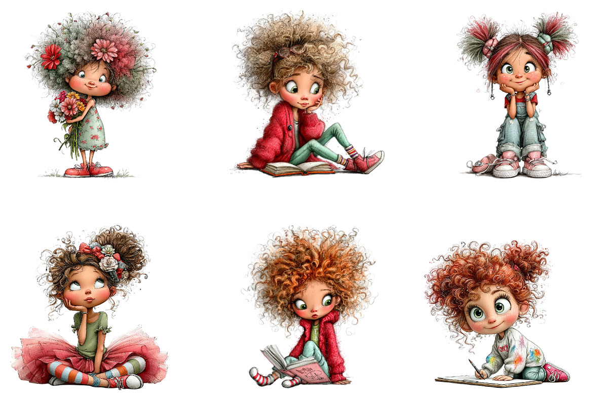 Cute Quirky Girl Clipart PNG, a Seasonal Illustration by CreationArt (Photo 5 of 5)