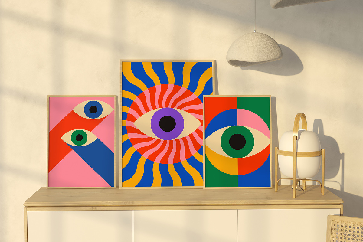 100 VISION EYE VECTOR POSTERS SET, a Texture Graphic by craftlove (Photo 7 of 8)