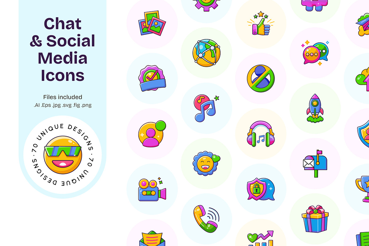 Chat and Social Media Icons, an Emoji Icon by Creative Stall (Photo 1 of 7)