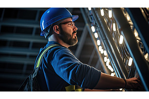 safety tradesman blue collar worker, an Industrial Photo by pikepicture