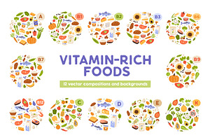 Food products, vitamin groups set, a Food Illustration by Good Studio