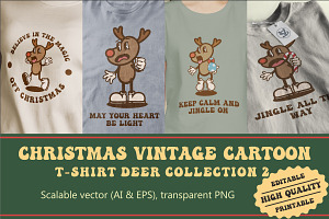 Christmas Deer Vintage Cartoon, an Illustration by vectstudio