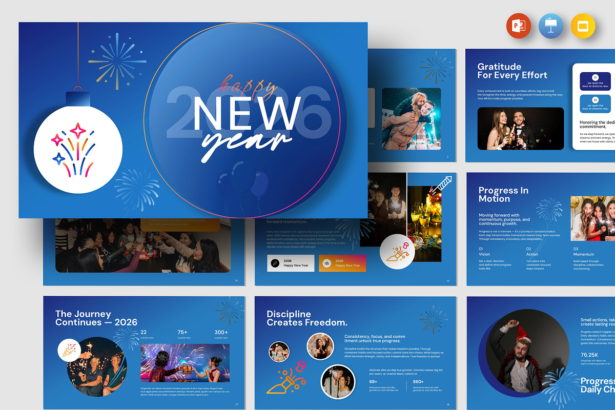 Happy New Year Presentation Template, a Presentation Template by Creatiya Type (Photo 1 of 8)