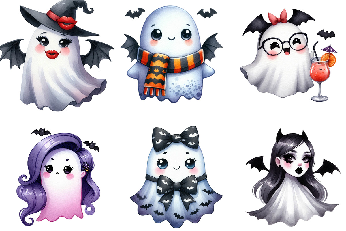 Bat Babe Ghost Halloween Clipart, an Illustration by DreamArtGraphic (Photo 4 of 5)