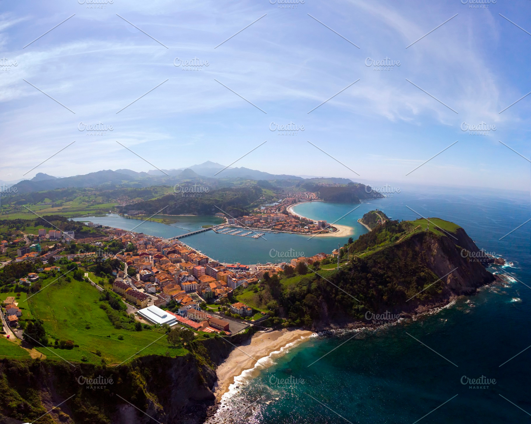 Panoramic view of the city of Ribadesella.Asturias, Spain., a Nature Photo by CreativePhotoSpain