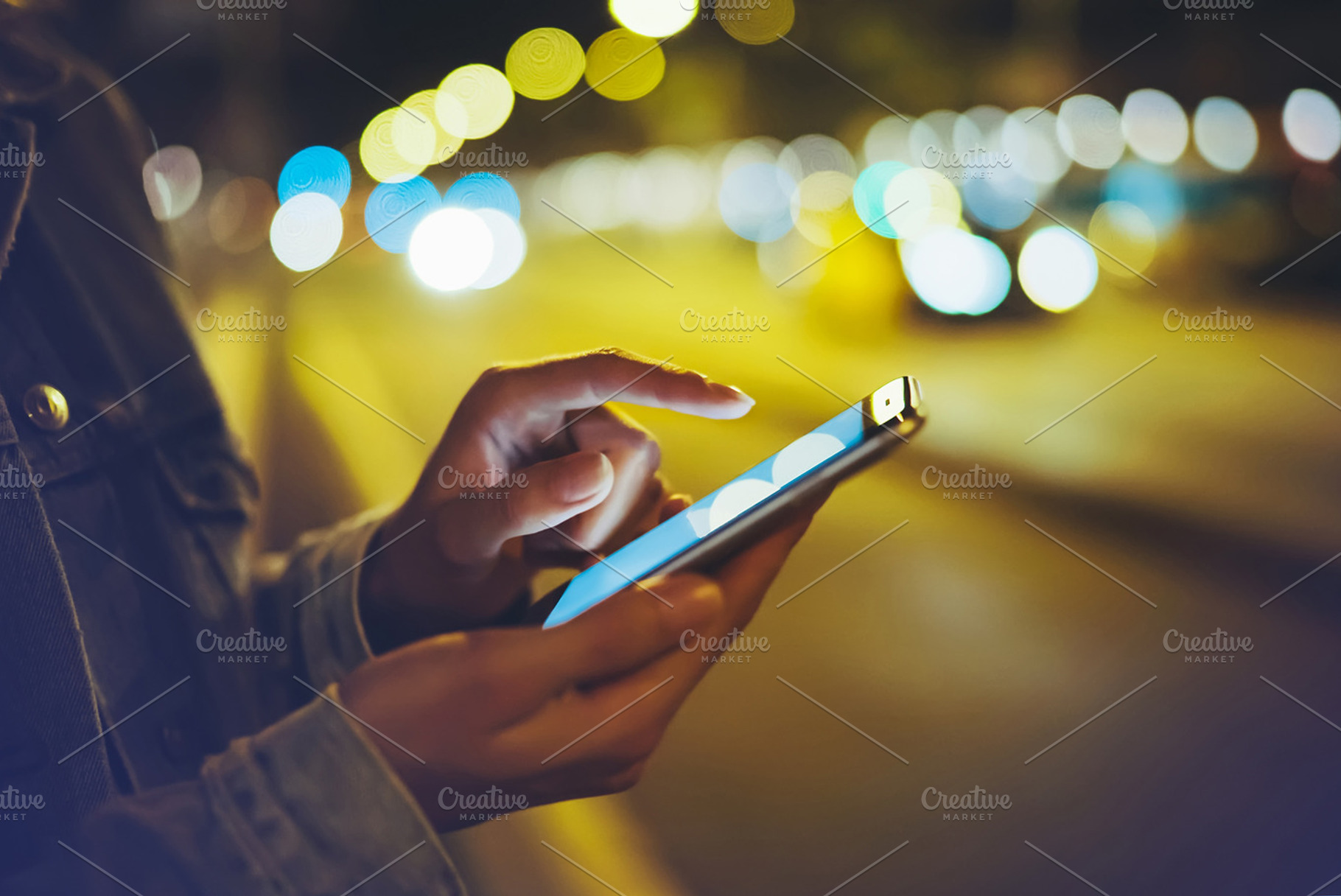 Girl pointing finger on screen stock photo containing phone and mobile, a Technology Photo by A_B_C