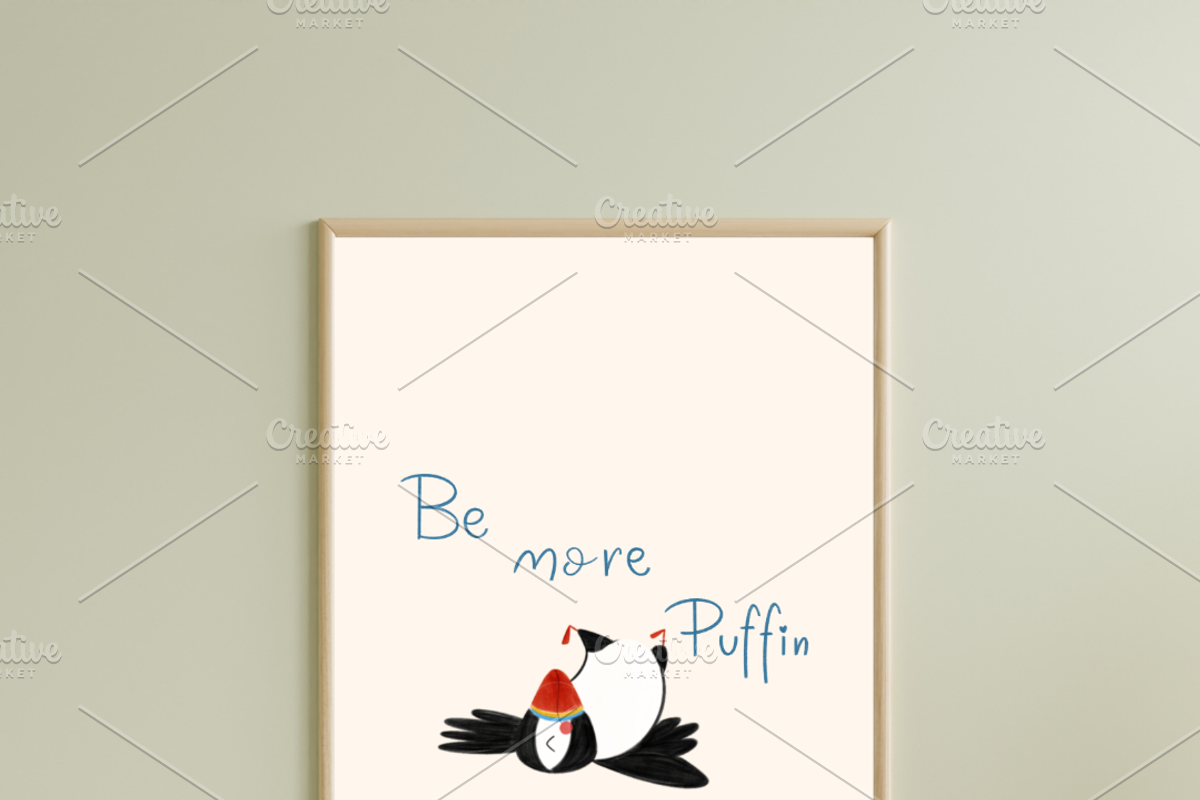 Whimsical Nursery Room Puffin Poster, a Decorative Illustration by Oleksandra Illustrates (Photo 2 of 4)