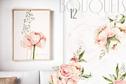 Peony inspiration Watercolor clipart, an Object Illustration by ArtMaslyana (Thumbnail 3 of 7)