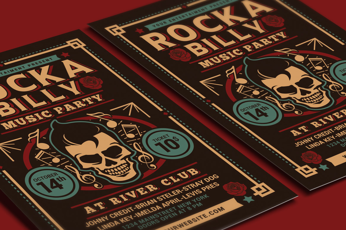Rockabilly Music Party Flyer, a Flyer Template by Muhamad Iqbal hidayat (Photo 4 of 4)