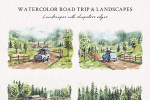 Watercolor Road Trip & Landscapes