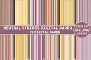 Neutral Stripes Digital Paper, a Pattern Graphic by Designking (Thumbnail 1 of 4)
