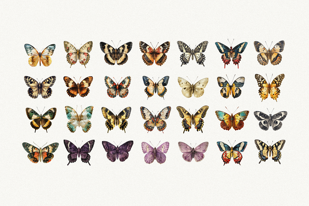80 Vintage Butterflies Clipart, an Object Graphic by Nova Studio (Photo 2 of 7)