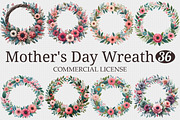 Mothers Day Wreath Sublimation Clipa, a Graphic by designcity5 (Thumbnail 1 of 5)