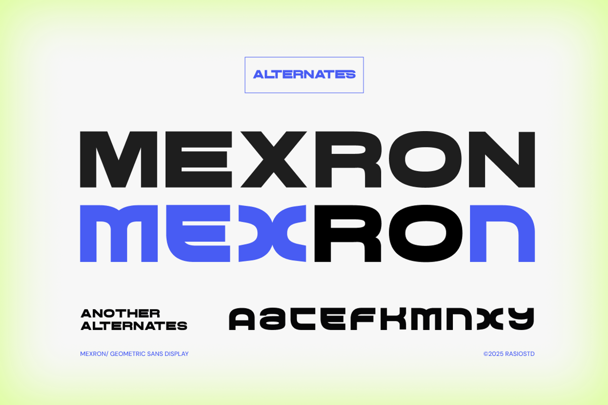 Mexron Geometric Sans Display Font, a Sans Serif Font by Rasio Studio (Photo 4 of 8)