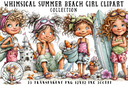Whimsical Summer Beach Girl Clipart, an Illustration by OK Design (Thumbnail 1 of 6)