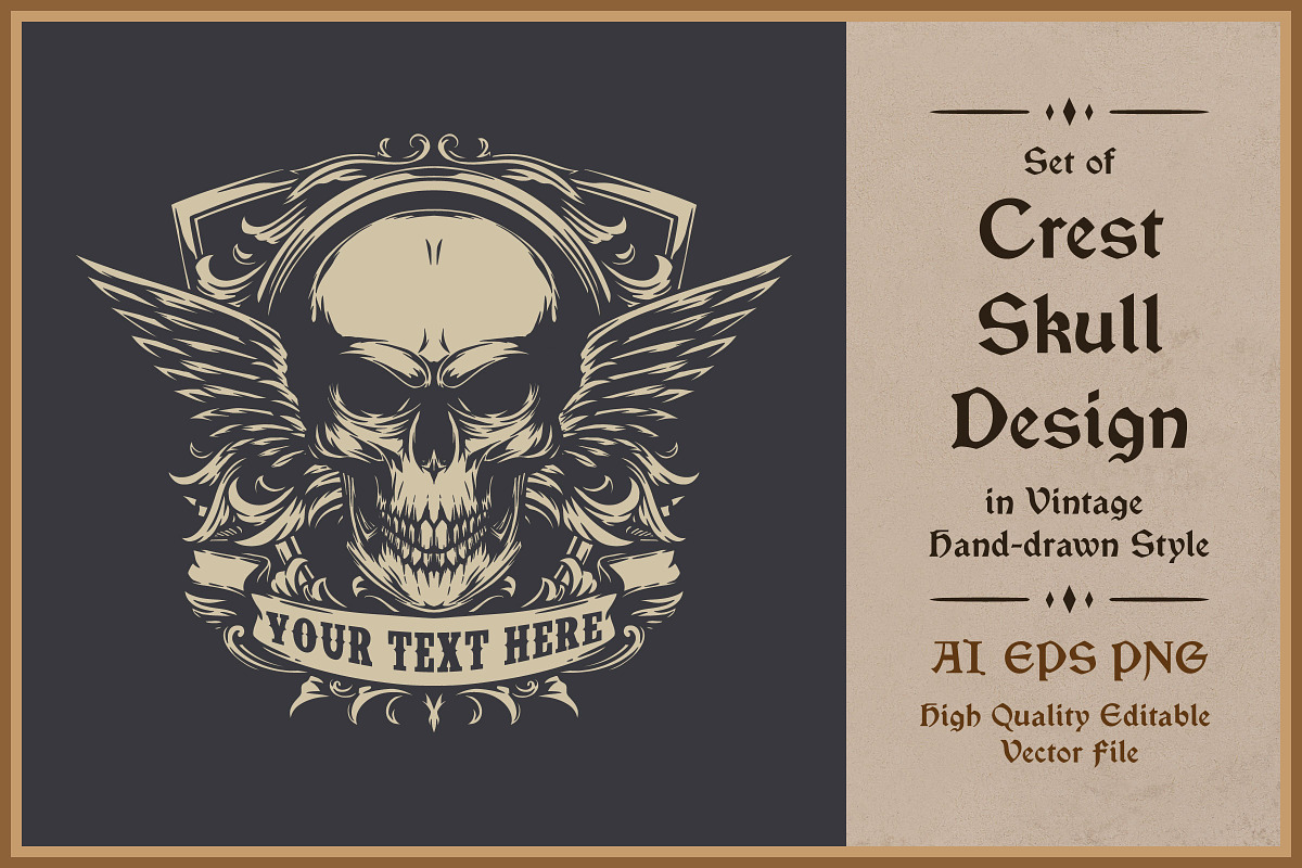 Crest Skull Design Vector, an Illustration by vectstudio (Photo 1 of 3)