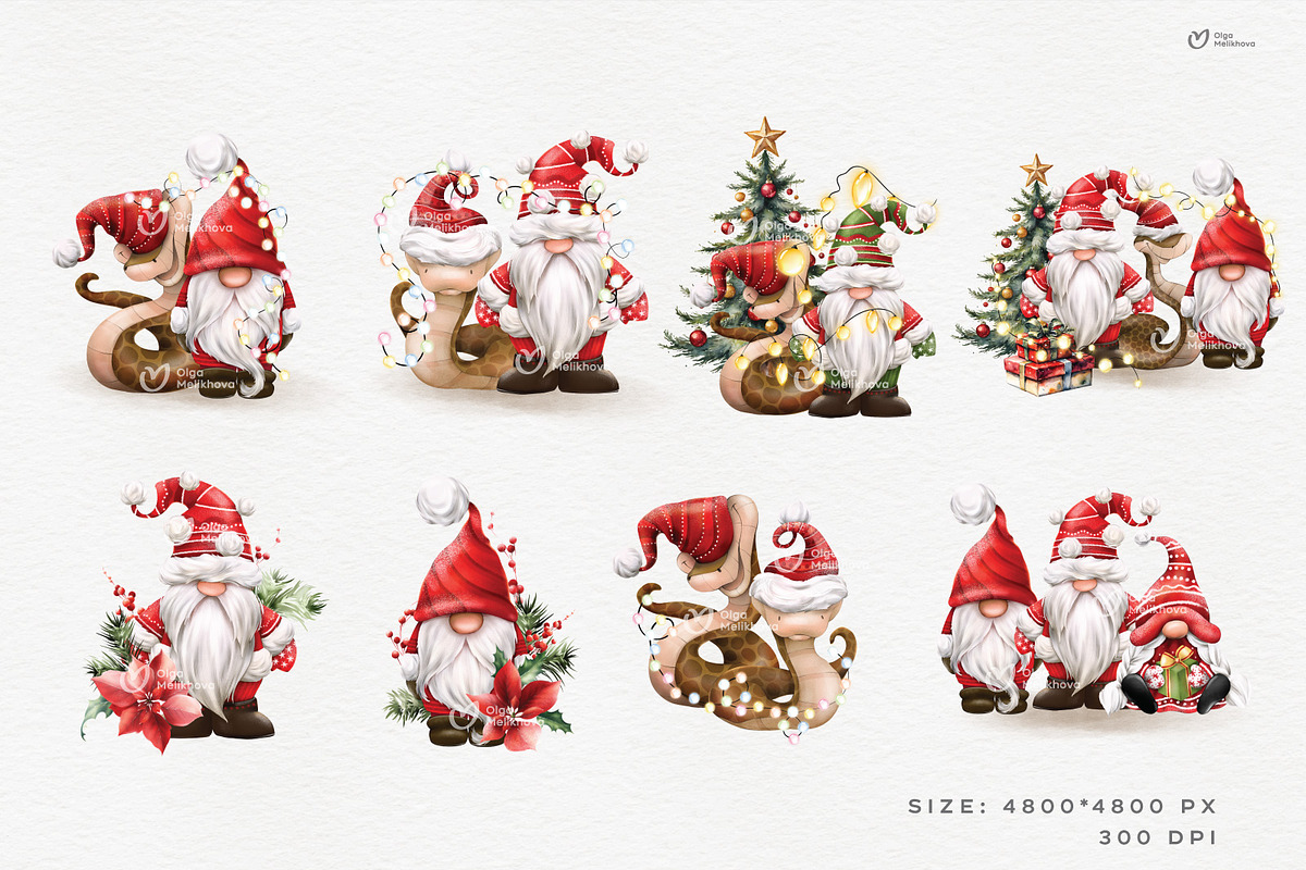 Christmas Graphics, gnomes, snakes, a Seasonal Illustration by ollalya (Photo 3 of 12)