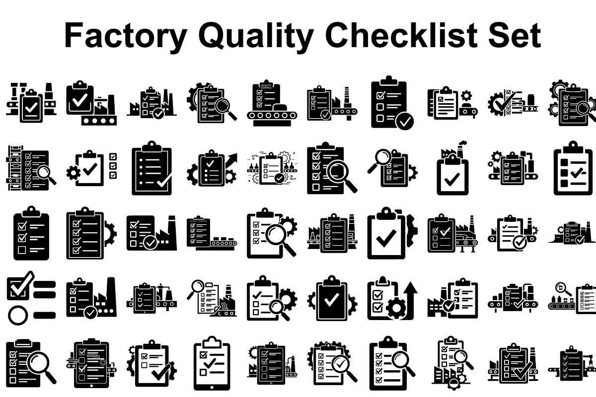 Factory Quality Checklist Silhouette, a Graphic by hafijul (Photo 1 of 14)