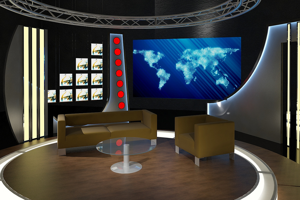 Virtual TV Studio Chat Set 19, a Furniture 3D Model by akerStudio (Photo 9 of 13)