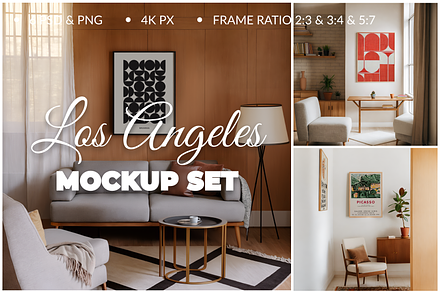 SET LA Frame Mockups for Poster 6PSD, a Product Mockup by SigaSigaMockup