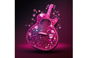 Glamour pink guitar with glitter for, an Illustration by Lermont51