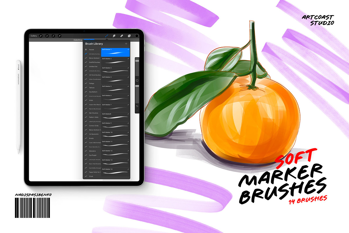 Soft Marker Procreate Brushes, a Brush Add-On by Spasibenko Art (Photo 5 of 5)