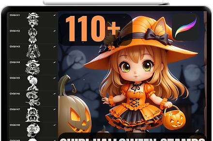 Procreate Chibi Halloween Stamps