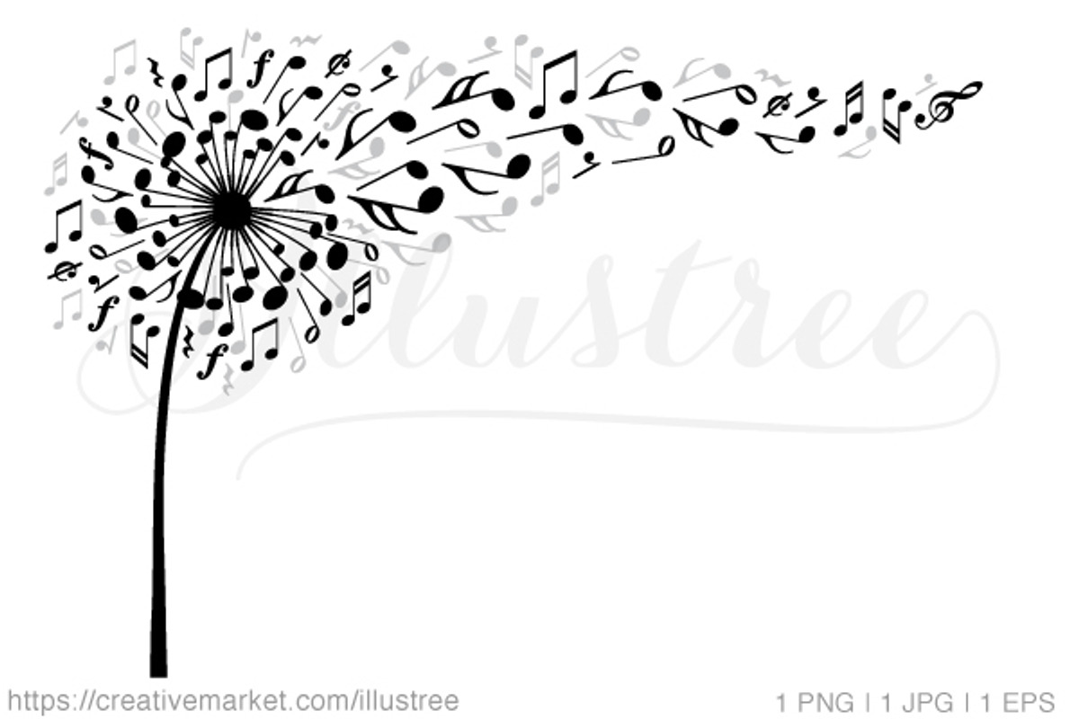 Music dandelion, vector, an Illustration by Illustree