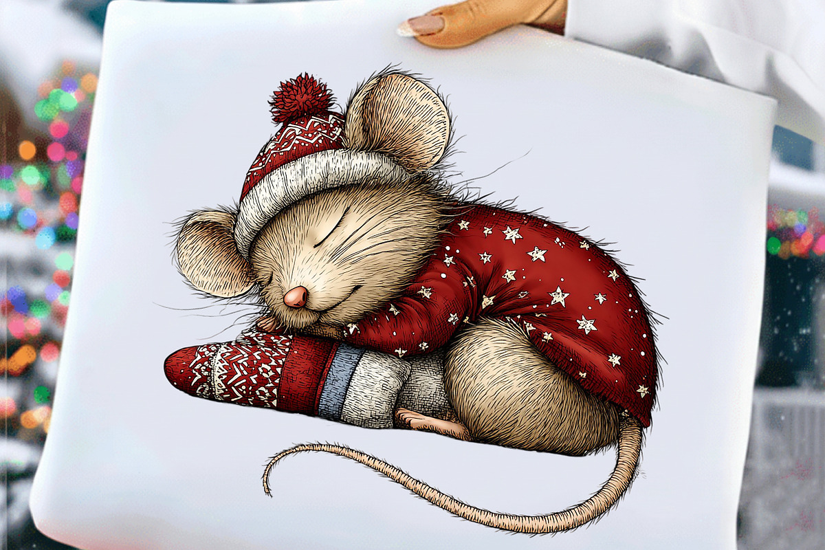 Whimsical Christmas Mouse Clipart, an Illustration by Craft Nest (Photo 8 of 10)