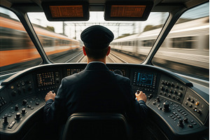 Train operator in a modern control, a Transportation Photo by Sergey Kotenev