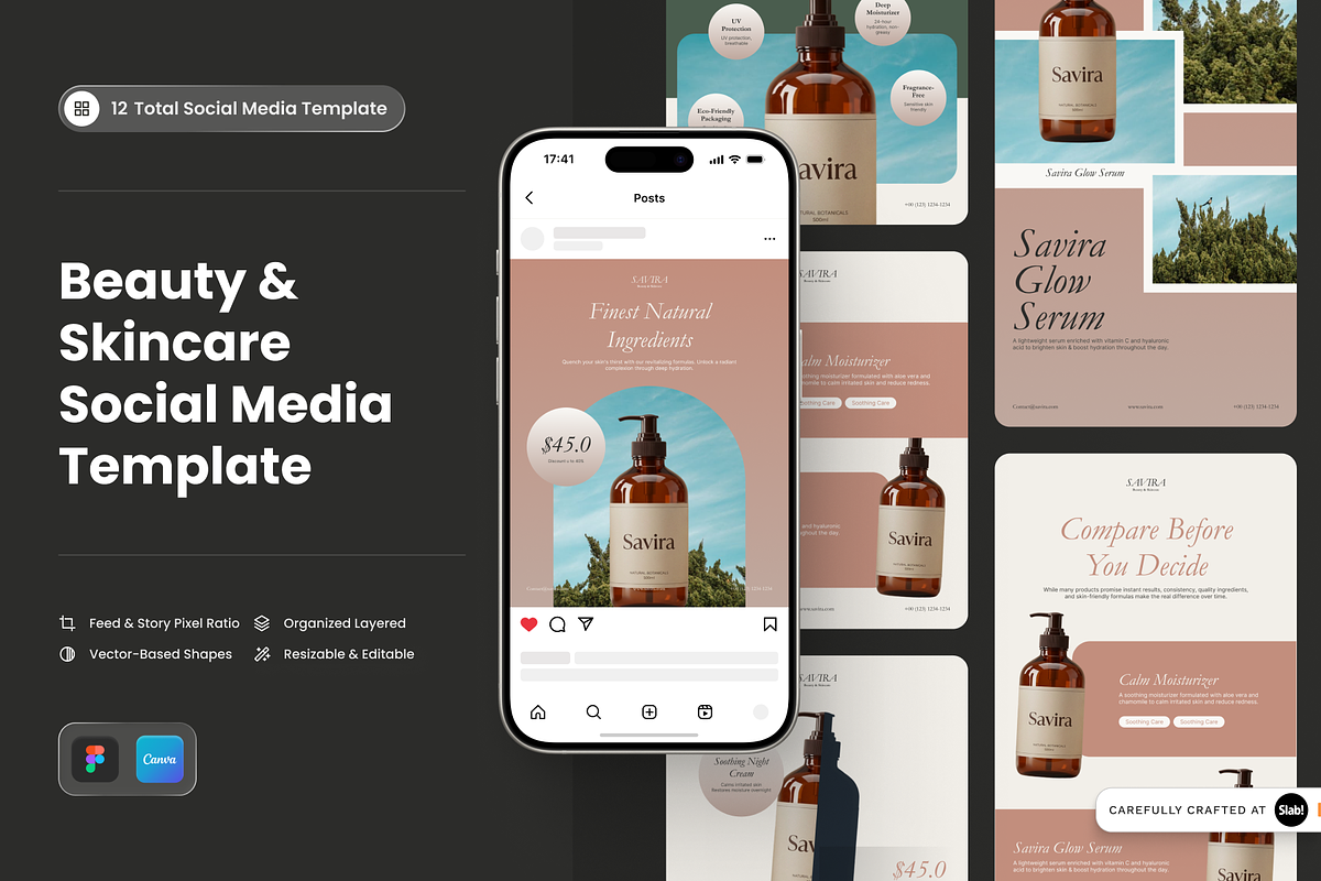 Beauty & Skincare Social Media, a Social Media Template by SLAB! Design (Photo 1 of 8)