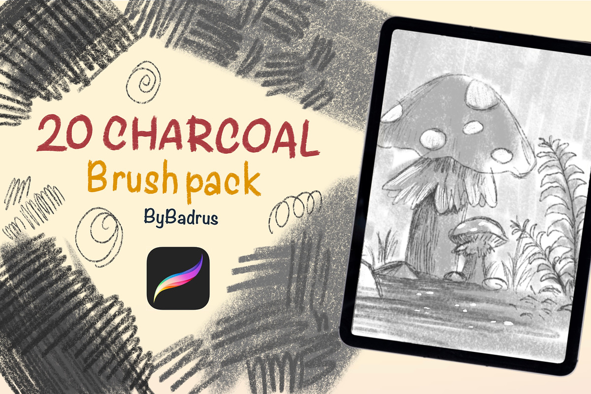20 Realistic Charcoal Brushes Pack, a Brush Add-On by badrusblue (Photo 1 of 4)