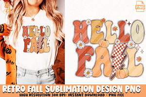 Hello Fall Sublimation Design PNG