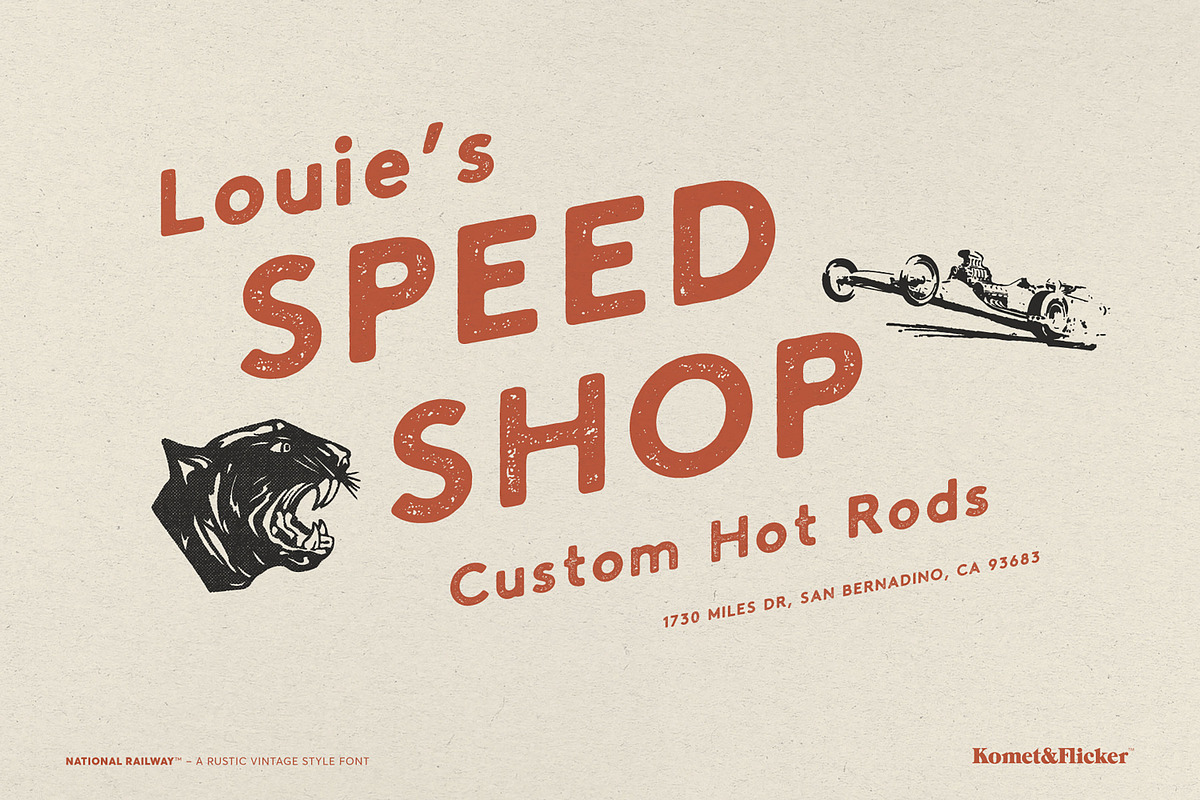 National Railway - A Rustic Font, a Sans Serif Font by Komet & Flicker (Photo 5 of 15)