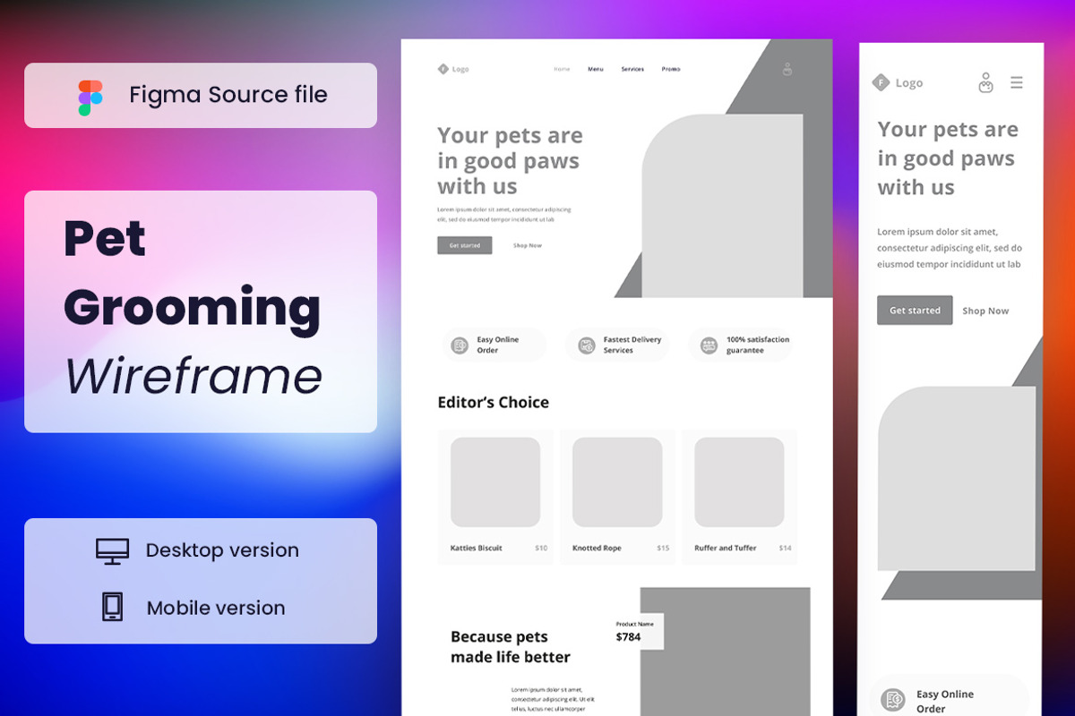 Pet Grooming Wireframe Website, a Wireframe Template by INSPR STD (Photo 1 of 4)