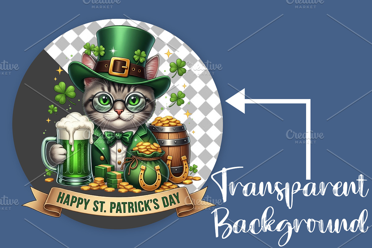St. Patrick’s Day Cat PNG, an Illustration by Canvas Craft (Photo 2 of 4)