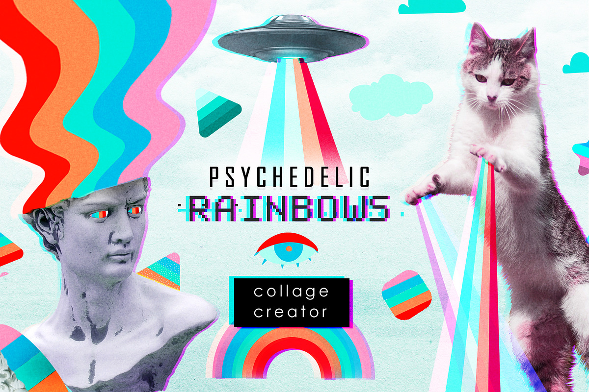 Psychedelic rainbows collage creator, an Object Graphic by LaVika (Photo 1 of 9)