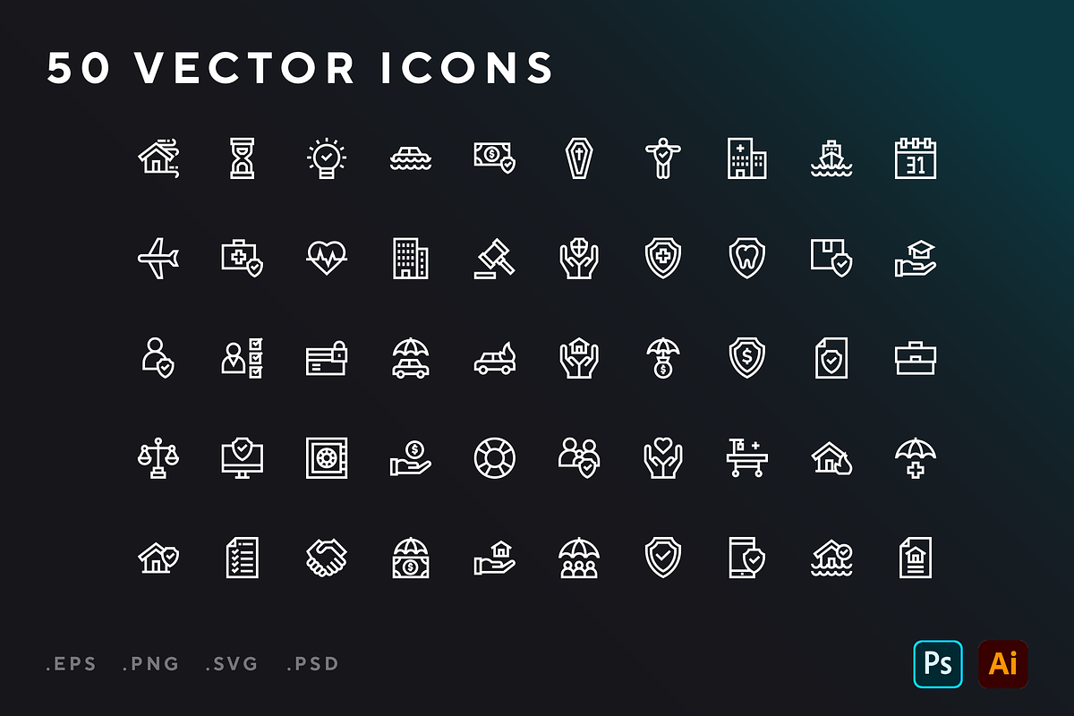 Insurance icons, an Outline Icon by Wencory (Photo 1 of 2)